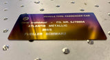 BMW Individual Titanium VIN Plate